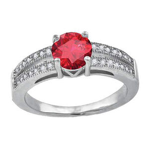 925 Sterling Silver Womens Red Cubic Zirconia Fancy Ring Size 8